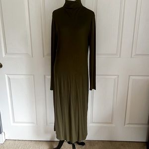 NWT A New Day Funnel Neck Olive Green Long Sleeve Ribbed Dress Women’s Sz XL